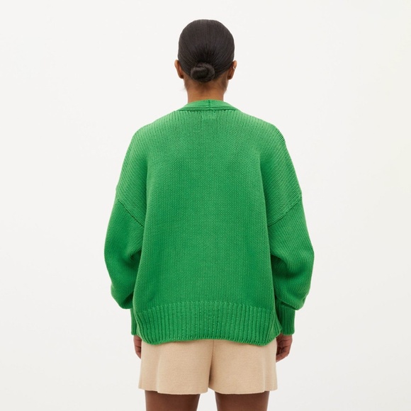 babaà no 16 cotton cardigan boxy sweater fern green babaa no16 22 one size O/S - Picture 4 of 14
